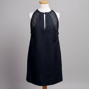 Reiss navy Rhona dress with embroidery, size 6